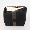 FENDI Pecan Canvas Zucchino Canvas Hand Bag 3 Set Black Brown Auth bs34001-9