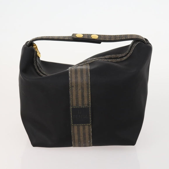 FENDI Pecan Canvas Zucchino Canvas Hand Bag 3 Set Black Brown Auth bs34001
