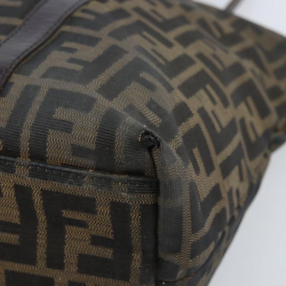 FENDI Zucca Canvas Tote Bag Black Brown Auth bs34003