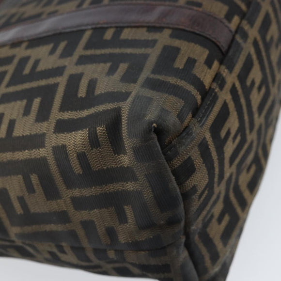 FENDI Zucca Canvas Tote Bag Black Brown Auth bs34003