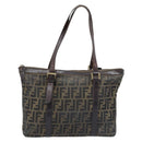 FENDI Zucca Canvas Tote Bag Black Brown Auth bs34003-13