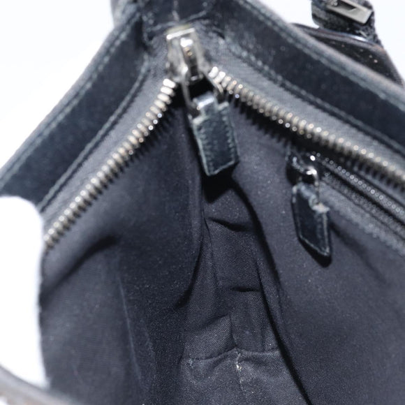 GUCCI GG Canvas Shoulder Bag Black Silver 122793 Auth bs34005