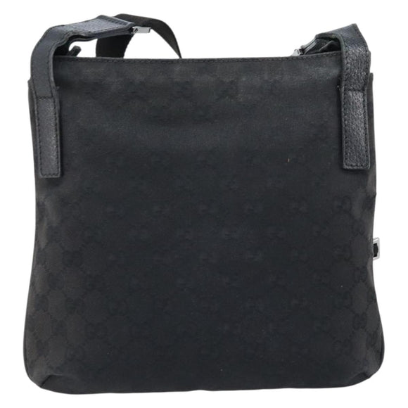 GUCCI GG Canvas Shoulder Bag Black Silver 122793 Auth bs34005
