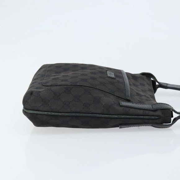 GUCCI GG Canvas Shoulder Bag Black Silver 122793 Auth bs34005