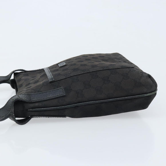 GUCCI GG Canvas Shoulder Bag Black Silver 122793 Auth bs34005