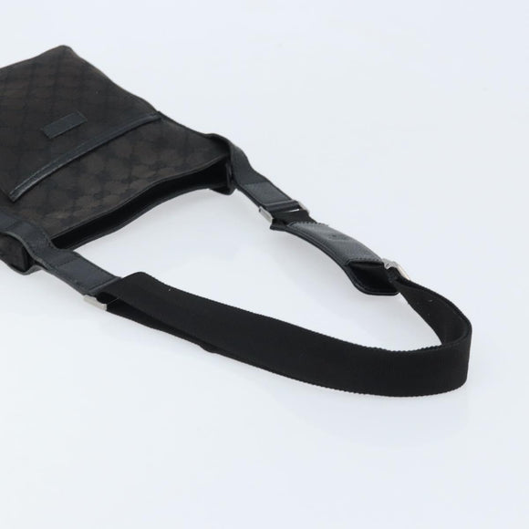 GUCCI GG Canvas Shoulder Bag Black Silver 122793 Auth bs34005