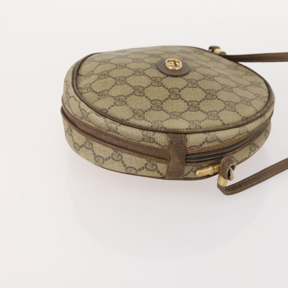 GUCCI GG Supreme Shoulder Bag Leather 2 Set Brown Auth bs34006