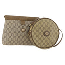 GUCCI GG Supreme Shoulder Bag Leather 2 Set Brown Auth bs34006-1