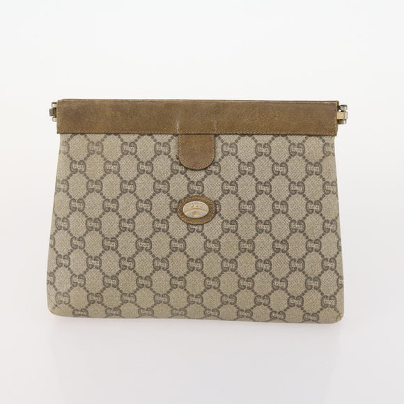 GUCCI GG Supreme Shoulder Bag Leather 2 Set Brown Auth bs34006