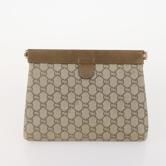 GUCCI GG Supreme Shoulder Bag Leather 2 Set Brown Auth bs34006