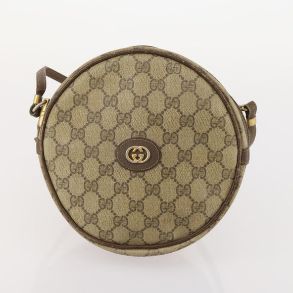 GUCCI GG Supreme Shoulder Bag Leather 2 Set Brown Auth bs34006