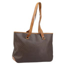 CELINE Macadam Canvas Tote Bag PVC Leather Brown Gold Auth bs34007-1