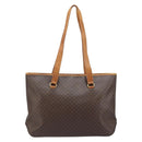CELINE Macadam Canvas Tote Bag PVC Leather Brown Gold Auth bs34007-13