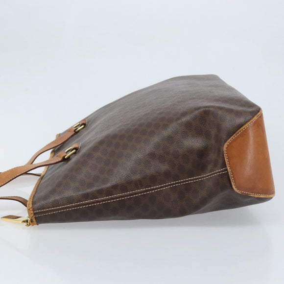 CELINE Macadam Canvas Tote Bag PVC Leather Brown Gold Auth bs34007