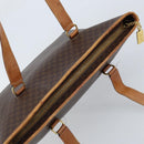CELINE Macadam Canvas Tote Bag PVC Leather Brown Gold Auth bs34007-6