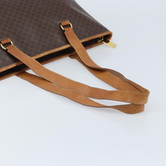 CELINE Macadam Canvas Tote Bag PVC Leather Brown Gold Auth bs34007