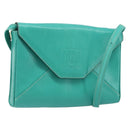 CELINE Shoulder Bag Leather Gold Emerald Green Auth bs34009-1