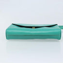 CELINE Shoulder Bag Leather Gold Emerald Green Auth bs34009-5