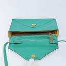 CELINE Shoulder Bag Leather Gold Emerald Green Auth bs34009-10