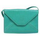 CELINE Shoulder Bag Leather Gold Emerald Green Auth bs34009-13