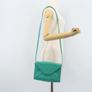 CELINE Shoulder Bag Leather Gold Emerald Green Auth bs34009-25