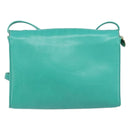 CELINE Shoulder Bag Leather Gold Emerald Green Auth bs34009-2