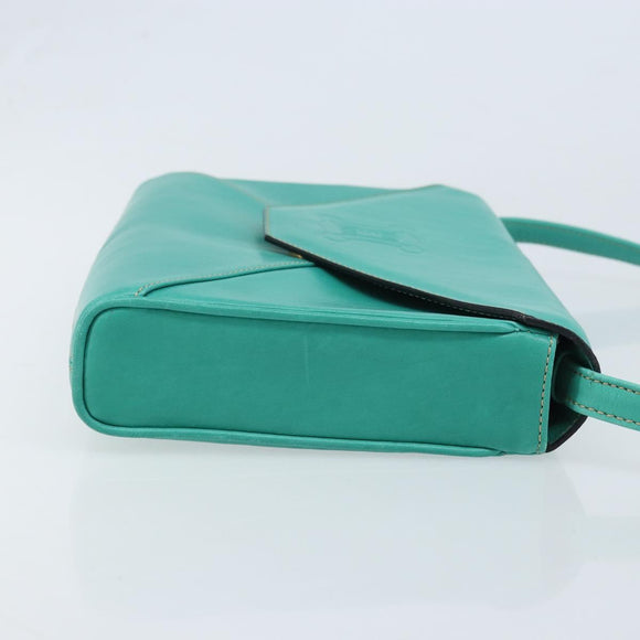 CELINE Shoulder Bag Leather Gold Emerald Green Auth bs34009