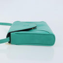 CELINE Shoulder Bag Leather Gold Emerald Green Auth bs34009-4