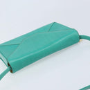CELINE Shoulder Bag Leather Gold Emerald Green Auth bs34009-6