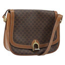 CELINE Macadam Canvas Shoulder Bag PVC Leather Brown Gold Auth bs34010-1