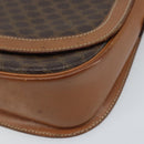 CELINE Macadam Canvas Shoulder Bag PVC Leather Brown Gold Auth bs34010-9