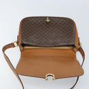 CELINE Macadam Canvas Shoulder Bag PVC Leather Brown Gold Auth bs34010-10