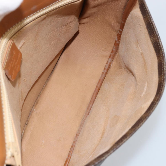 CELINE Macadam Canvas Shoulder Bag PVC Leather Brown Gold Auth bs34010