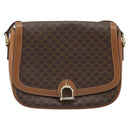 CELINE Macadam Canvas Shoulder Bag PVC Leather Brown Gold Auth bs34010-13