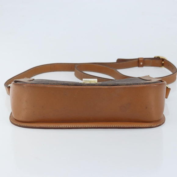 CELINE Macadam Canvas Shoulder Bag PVC Leather Brown Gold Auth bs34010