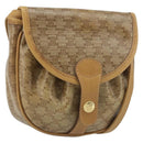 CELINE Macadam Canvas Shoulder Bag PVC Beige gold Auth bs34011-1
