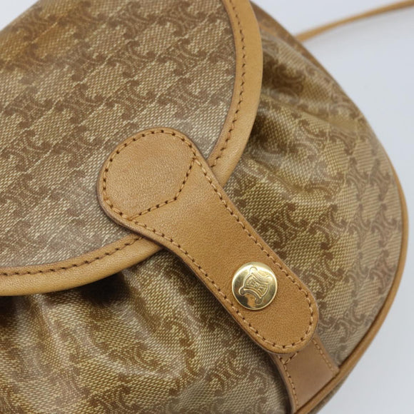 CELINE Macadam Canvas Shoulder Bag PVC Beige gold Auth bs34011