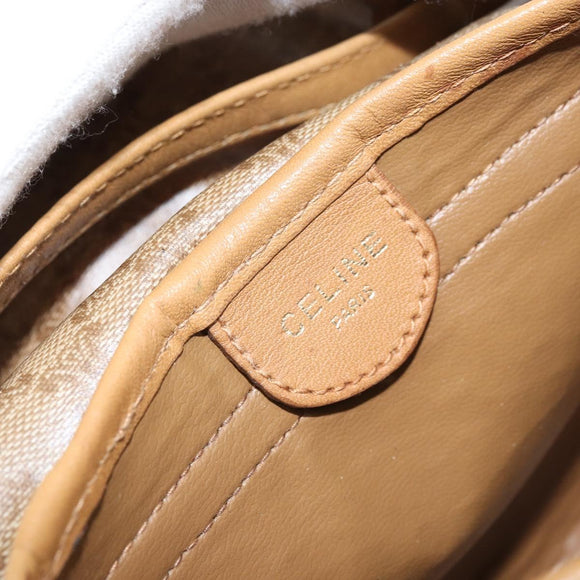 CELINE Macadam Canvas Shoulder Bag PVC Beige gold Auth bs34011