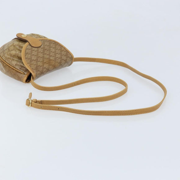 CELINE Macadam Canvas Shoulder Bag PVC Beige gold Auth bs34011