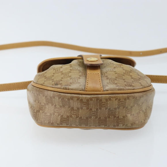 CELINE Macadam Canvas Shoulder Bag PVC Beige gold Auth bs34011