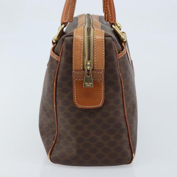 CELINE Macadam Canvas Hand Bag PVC Gold Brown Auth bs34012