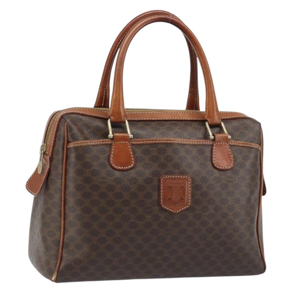 CELINE Macadam Canvas Hand Bag PVC Leather Brown Gold Auth bs34013