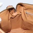CELINE Macadam Canvas Hand Bag PVC Leather Brown Gold Auth bs34013-20