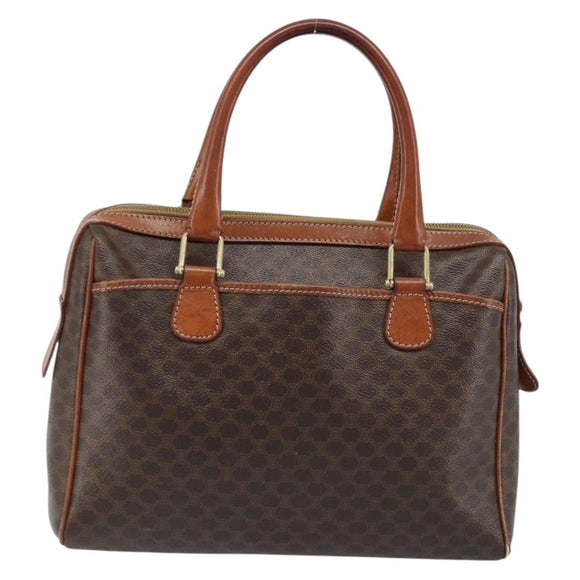 CELINE Macadam Canvas Hand Bag PVC Leather Brown Gold Auth bs34013