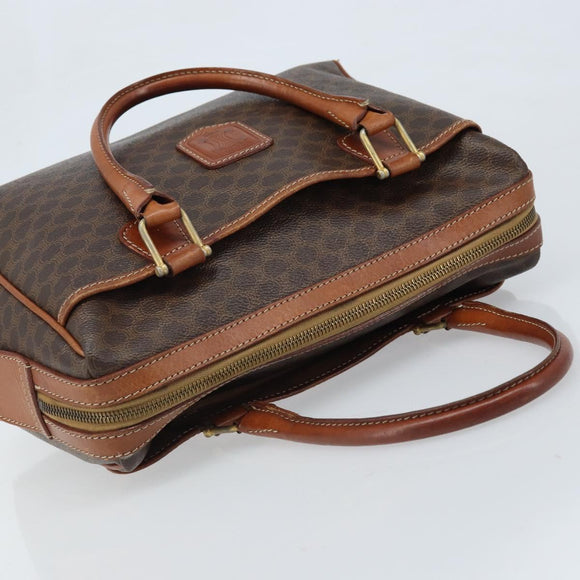 CELINE Macadam Canvas Hand Bag PVC Leather Brown Gold Auth bs34013