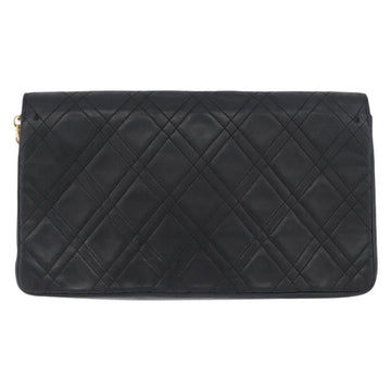 CHANEL Matelasse Chain Shoulder Bag Lamb Skin Black Gold CC Auth bs34016 - 0