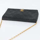 CHANEL Matelasse Chain Shoulder Bag Lamb Skin Black Gold CC Auth bs34016-6