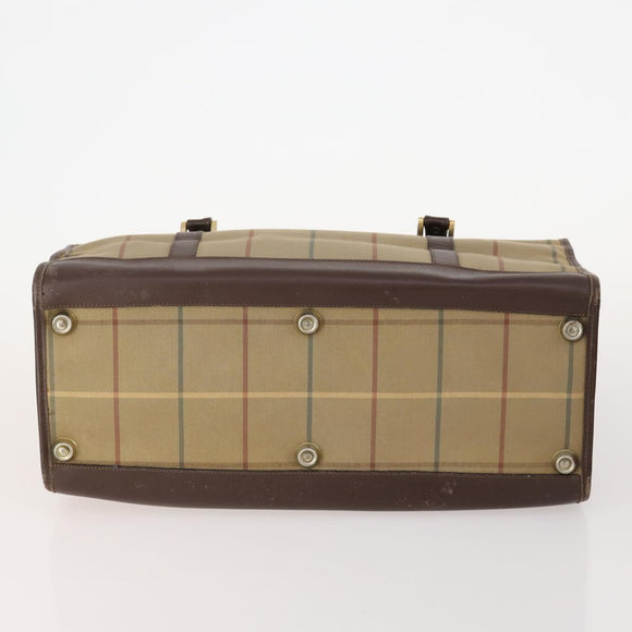 BURBERRY Nova Check Hand Bag Canvas 4 Set Black Beige Auth bs34018
