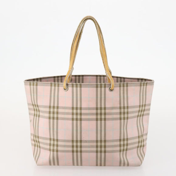 BURBERRY Nova Check Hand Bag Canvas 4 Set Black Beige Auth bs34018