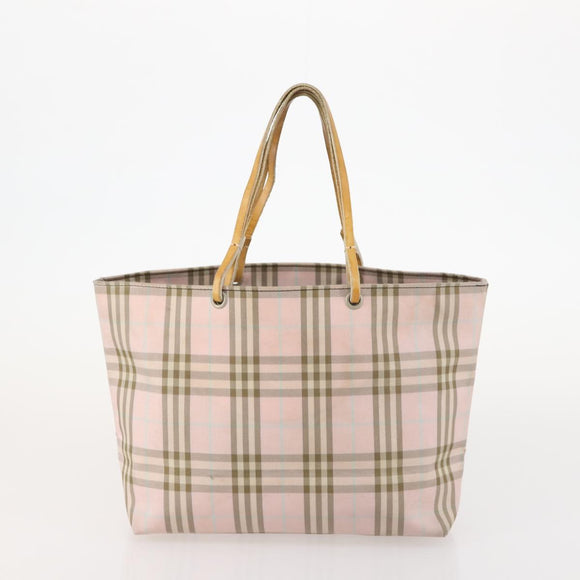 BURBERRY Nova Check Hand Bag Canvas 4 Set Black Beige Auth bs34018